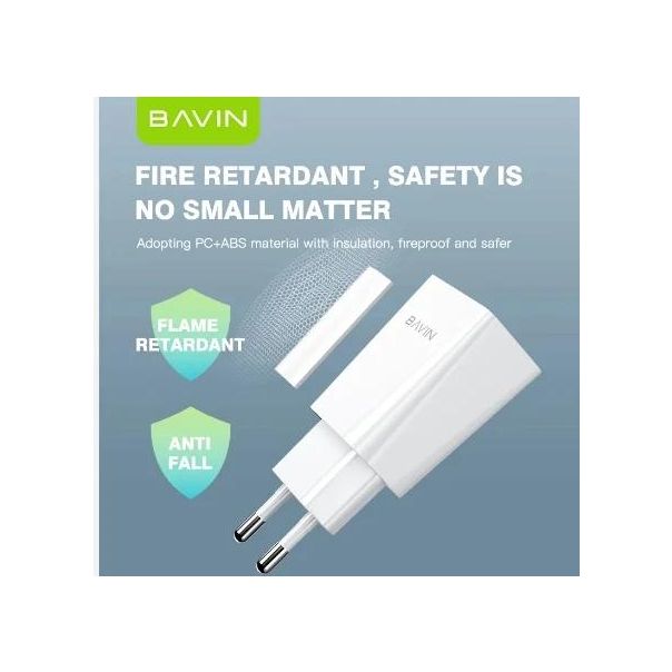 BAVIN Punjač 2.4A USB-A + kabl Micro, bela - 90026
