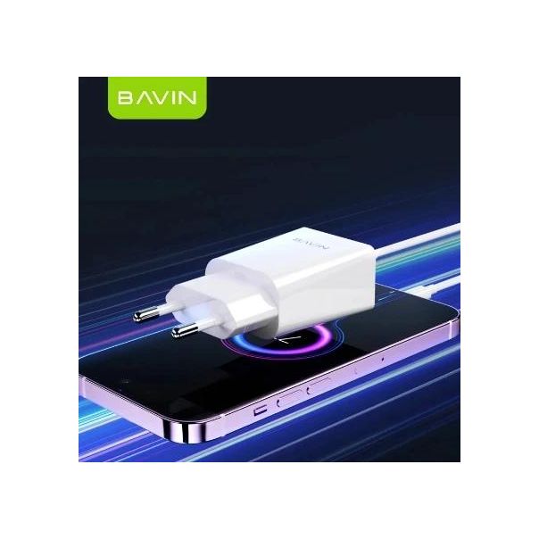 BAVIN Punjač 2.4A USB-A + kabl type-C, bela - 90027