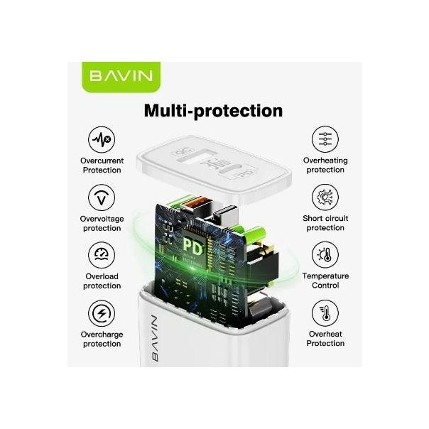 BAVIN Punjač 36W USB-A + USB-C, bela - 90031