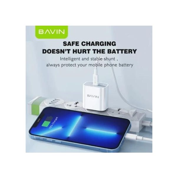 BAVIN Punjač 20W USB-C + kabl type-C 60W, bela - 90036