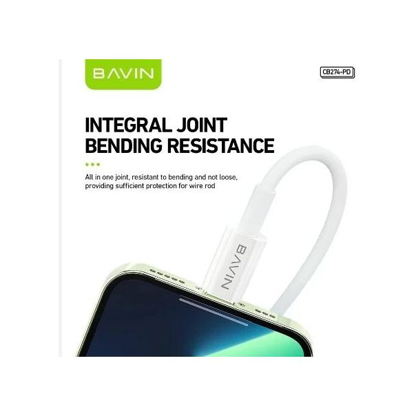 BAVIN Kabl 30W, Type-C na Ligtning, bela - 90124