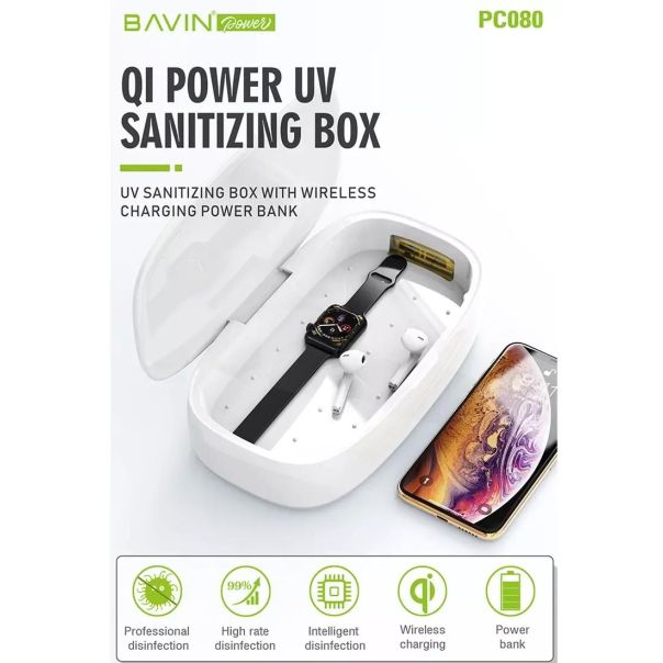 BAVIN Sterilizator/ Power Bank 12000mAh/Wireless Punjač 10w, bela - 90312