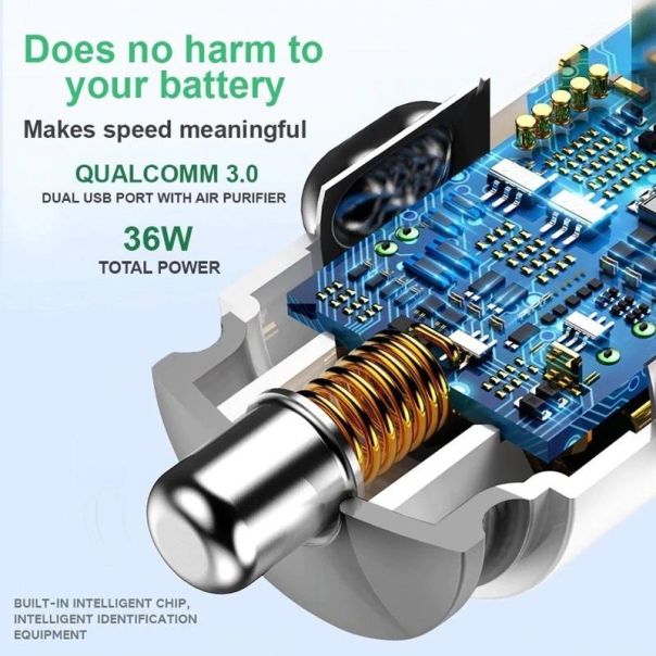 BAVIN Auto punjač i sterilizator 36W PD QC3.0,  2xUSB +kabl Lightning, bela - 90041