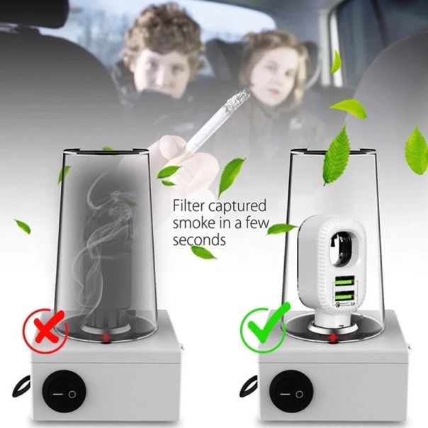 BAVIN Auto punjač i sterilizator 36W PD QC3,0, 2xUSB + kabl type-C, bela - 90042-1