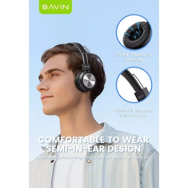 BAVIN Bežične Bluetooth slušalice, crna - 90213