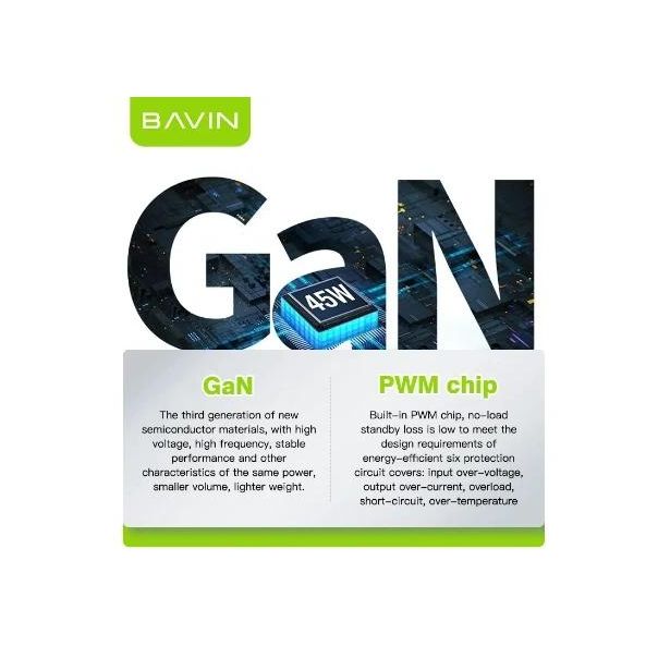 BAVIN Punjač GaN 45W-PD USB-C, crna - 90037