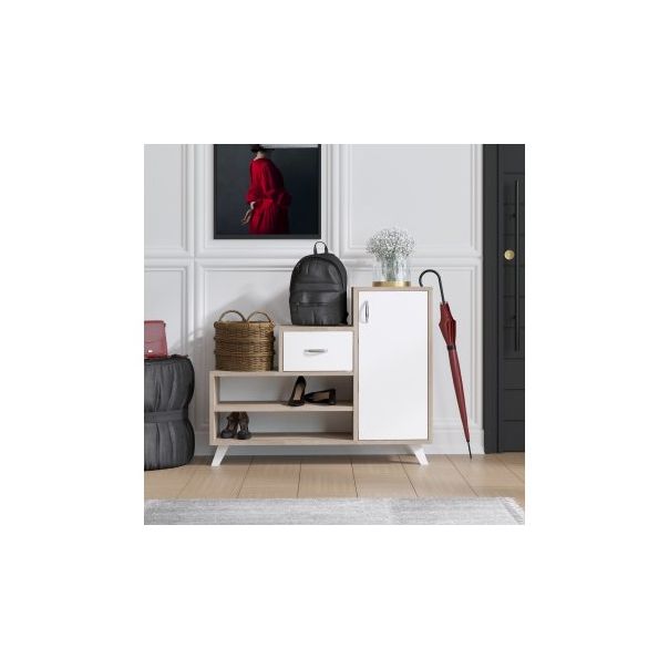 HANAH HOME Cipelarnik Retro, krem/bela - 172089