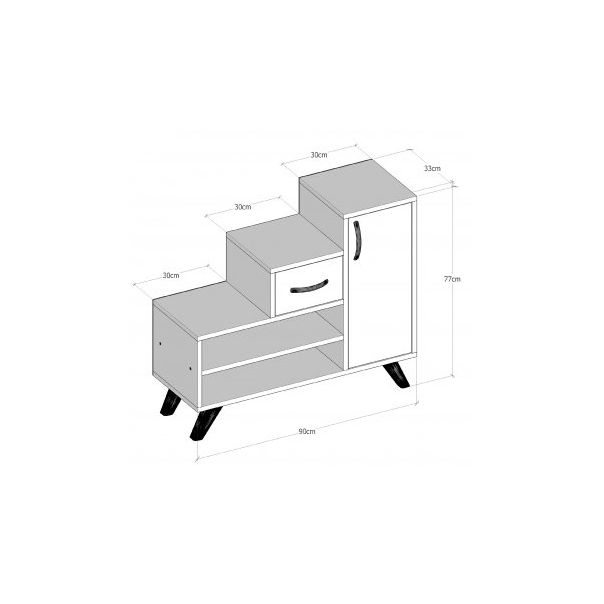 HANAH HOME Cipelarnik Retro, krem/bela - 172089
