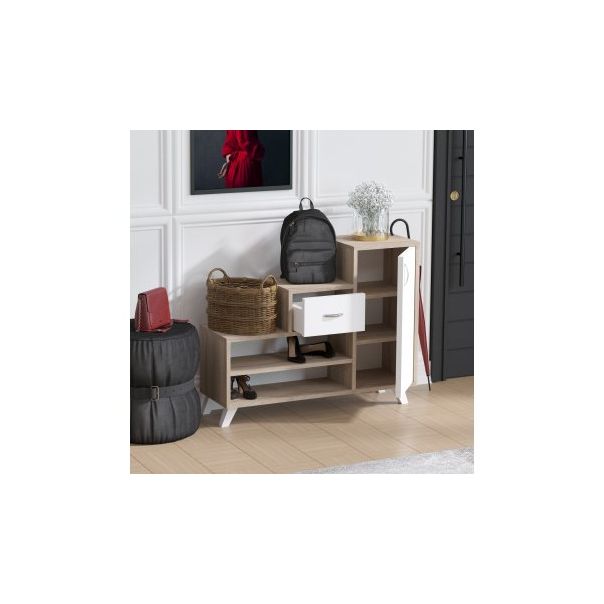 HANAH HOME Cipelarnik Retro, krem/bela - 172089