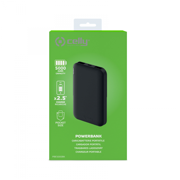 CELLY Power bank ENERGY 5000mAh, crna - PBE5000BK