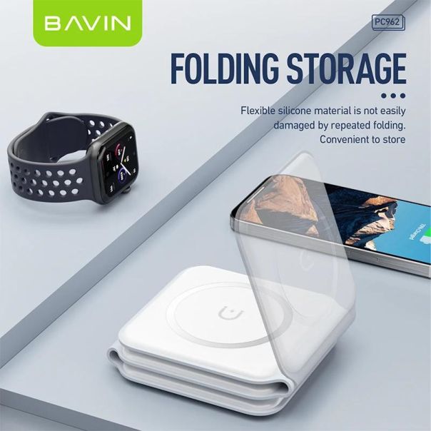 BAVIN Bežični punjač 3u1 Magnetic, bela - 90046