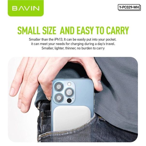 BAVIN Magsafe magnetic Power bank 5000mAh, bela - 90322