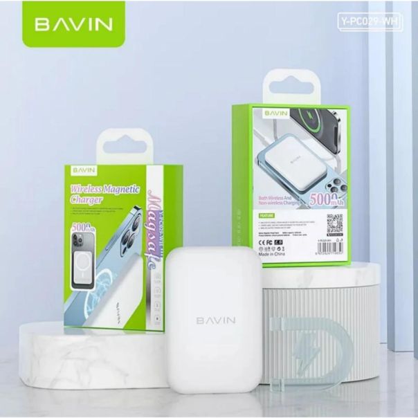 BAVIN Magsafe magnetic Power bank 5000mAh, bela - 90322
