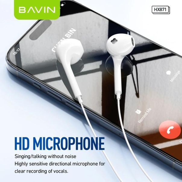 BAVIN Slušalice za telefon type-C, bela - 90217