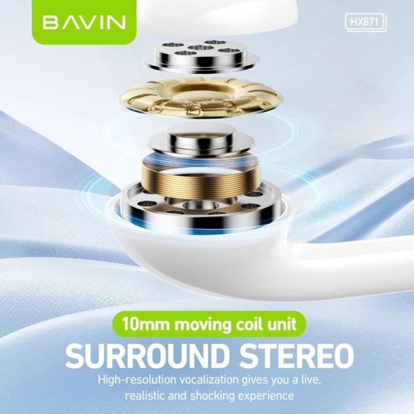 BAVIN Slušalice za telefon type-C, bela - 90217