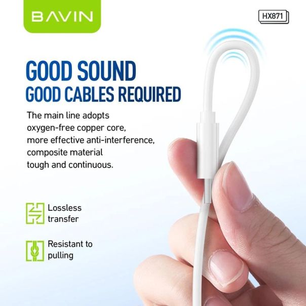BAVIN Slušalice za telefon type-C, bela - 90217