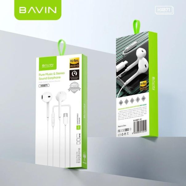 BAVIN Slušalice za telefon type-C, bela - 90217