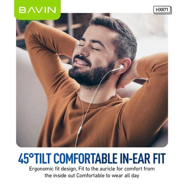 BAVIN Slušalice za telefon type-C, bela - 90217