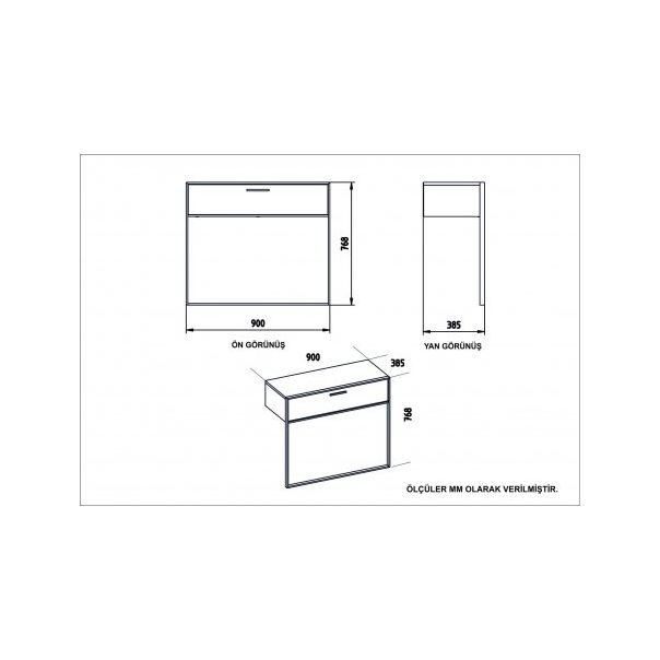 HANAH HOME Komoda Polka Aynalı, bela/zlatna - 172423