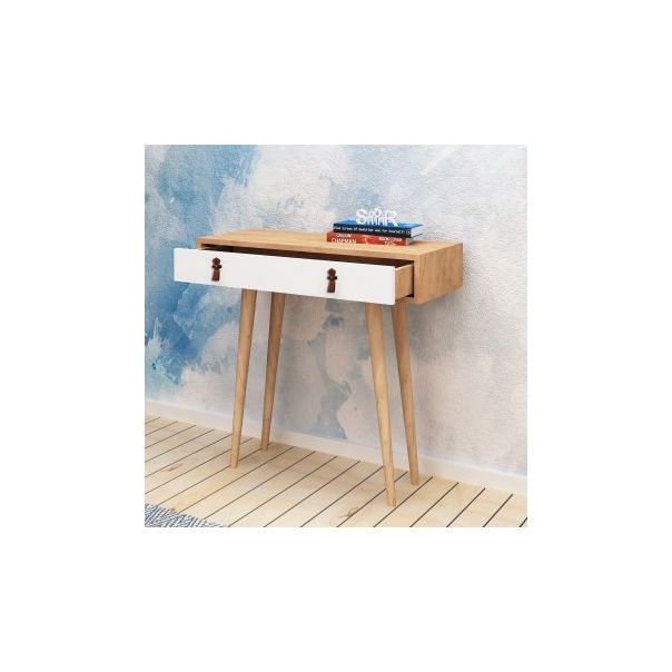 HANAH HOME Konzolni sto Dokka, bela/svetlo braon - 172425