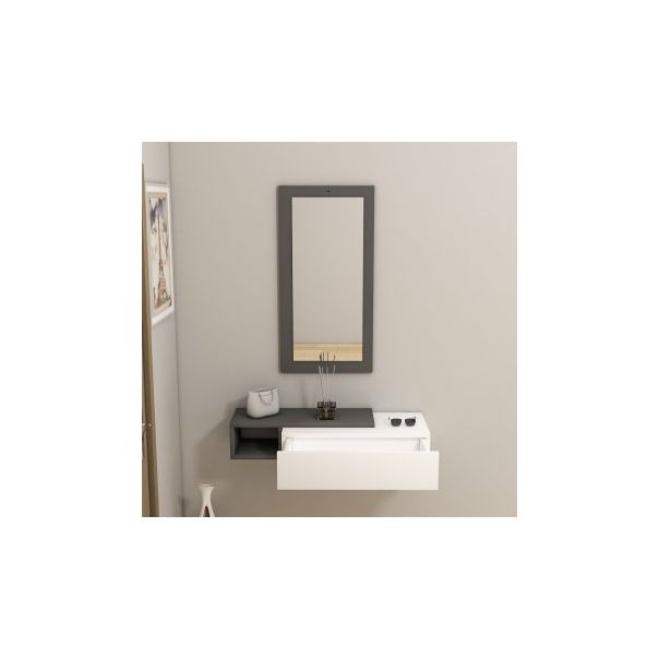 HANAH HOME Zidna polica sa ogledalom Vien, antracit/bela - 172430