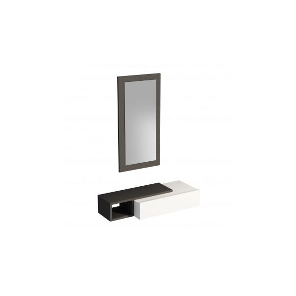 HANAH HOME Zidna polica sa ogledalom Vien, antracit/bela - 172430