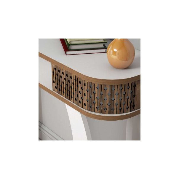 HANAH HOME Konzolni sto sa ogledalom Damla, bela/braon - 172431-1