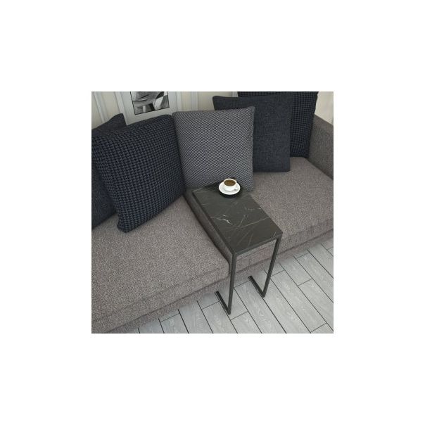 HANAH HOME Sto sa točkićima Callen Black Marble - 172459