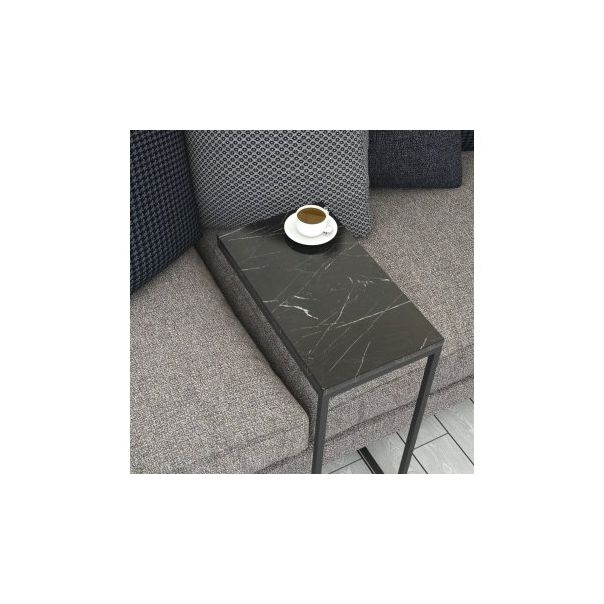 HANAH HOME Sto sa točkićima Callen Black Marble - 172459