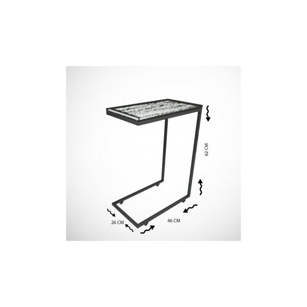 HANAH HOME Sto sa točkićima Callen Black Marble - 172459