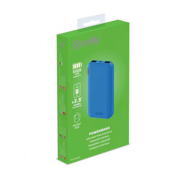 CELLY Power bank ENERGY 5000mAh, plava - PBE5000BL