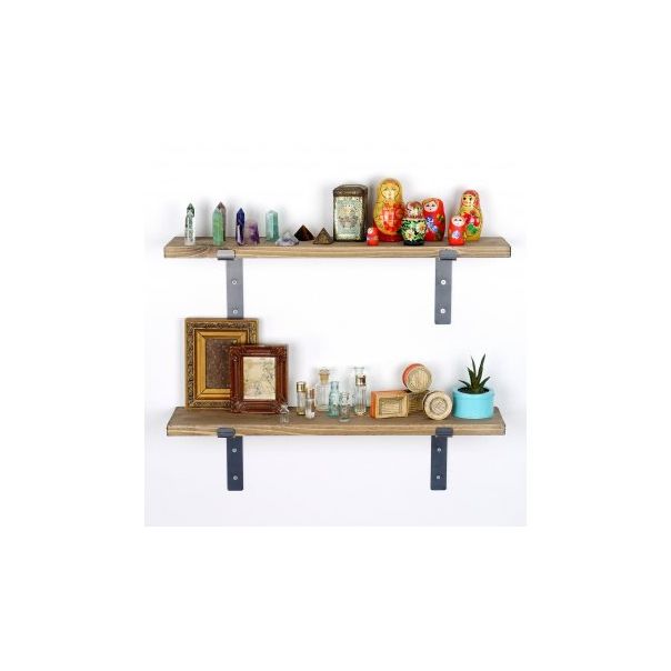 HANAH HOME Set dve zidne police Lam006, braon/crna - 172507