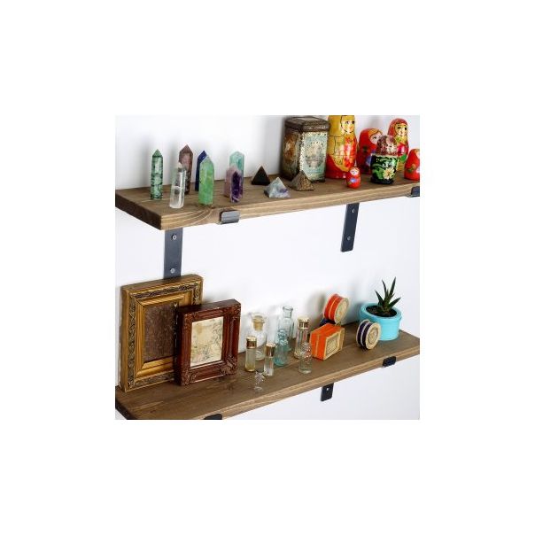 HANAH HOME Set dve zidne police Lam006, braon/crna - 172507