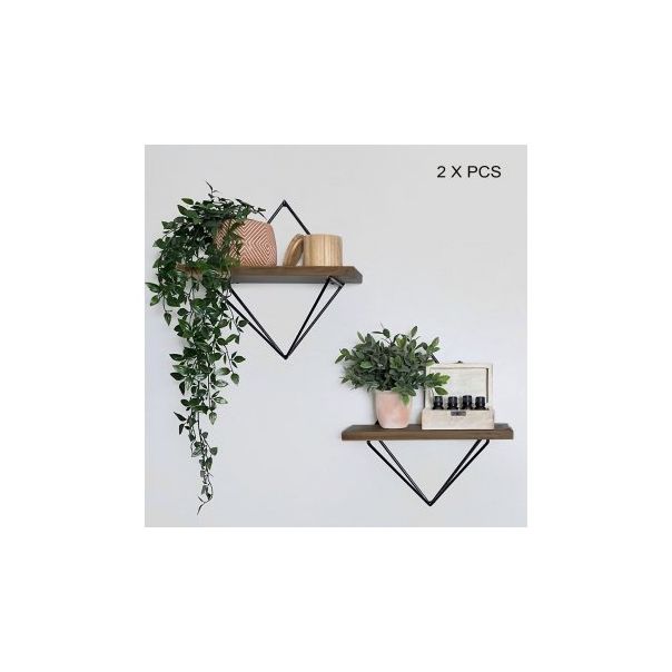 HANAH HOME Set dve zidne police Wr046, braon/crna - 172508