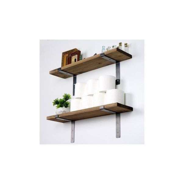 HANAH HOME Set dve zidne police Lam004, braon/crna - 172509