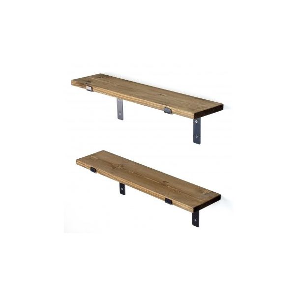 HANAH HOME Set dve zidne police Lam004, braon/crna - 172509