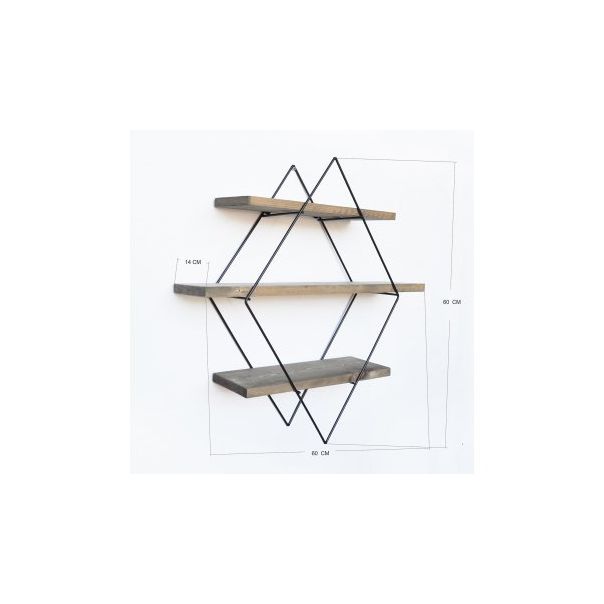 HANAH HOME Zidna polica WR007, crna/braon - 172510