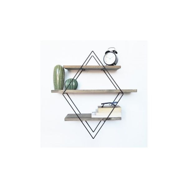 HANAH HOME Zidna polica WR007, crna/braon - 172510