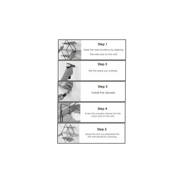HANAH HOME Zidna polica WR007, crna/braon - 172510