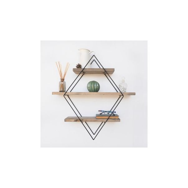 HANAH HOME Zidna polica WR007, crna/braon - 172510