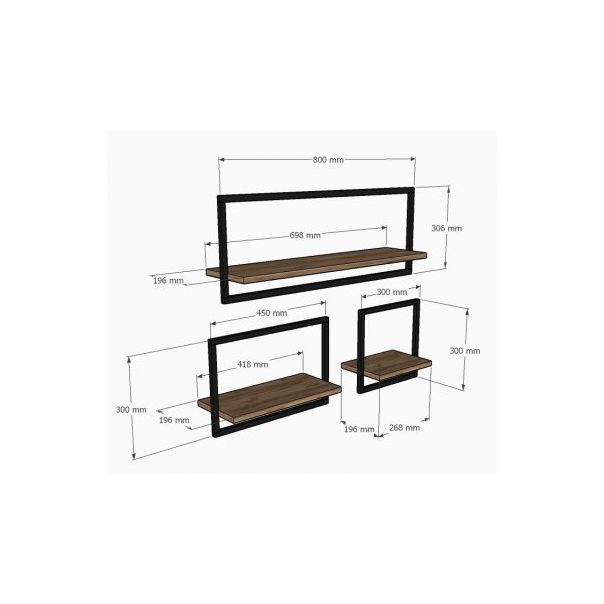 HANAH HOME Zidna polica Yeso Sapphire Oak - 172586
