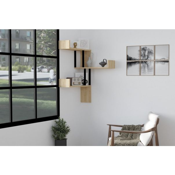 HANAH HOME Ugaona zidna polica Bombe, krem/crna - 172609