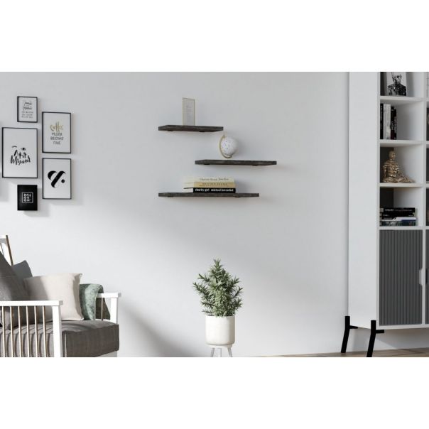 HANAH HOME Set zidnih polica Leila 3/1, antracit - 172621-1