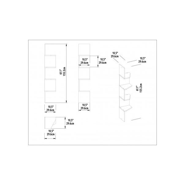 HANAH HOME Zidna polica Desaldo Walnut - 172710