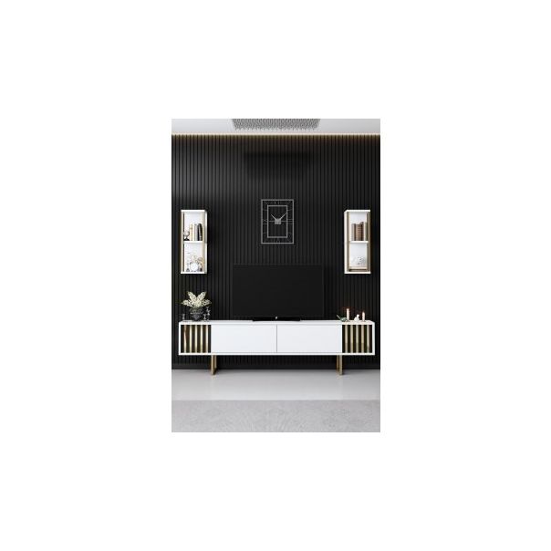 HANAH HOME TV polica Gold Line White Black - 172757