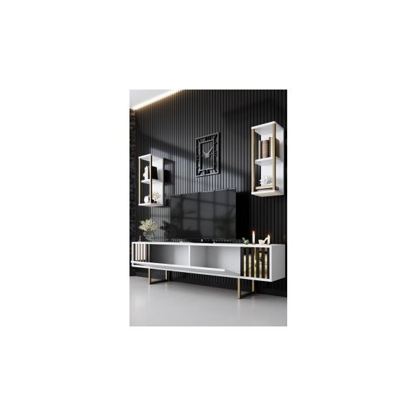 HANAH HOME TV polica Gold Line White Black - 172757