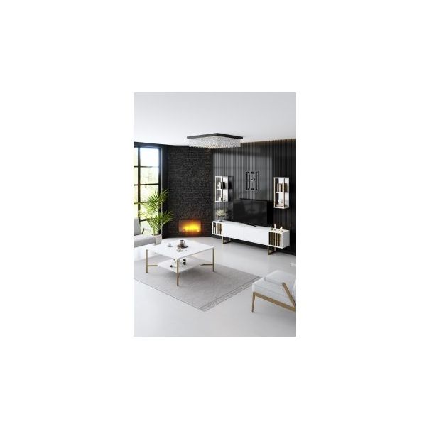 HANAH HOME TV polica Gold Line White Black - 172757