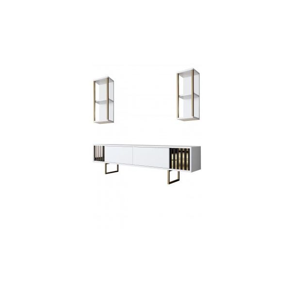 HANAH HOME TV polica Gold Line White Black - 172757