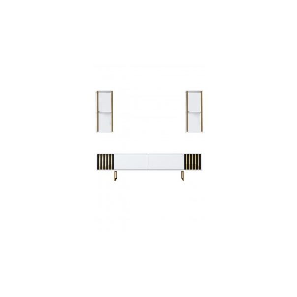 HANAH HOME TV polica Gold Line White Black - 172757