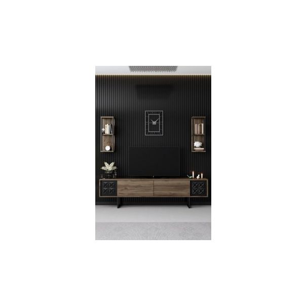 HANAH HOME TV polica Black Line Walnut Black - 172782